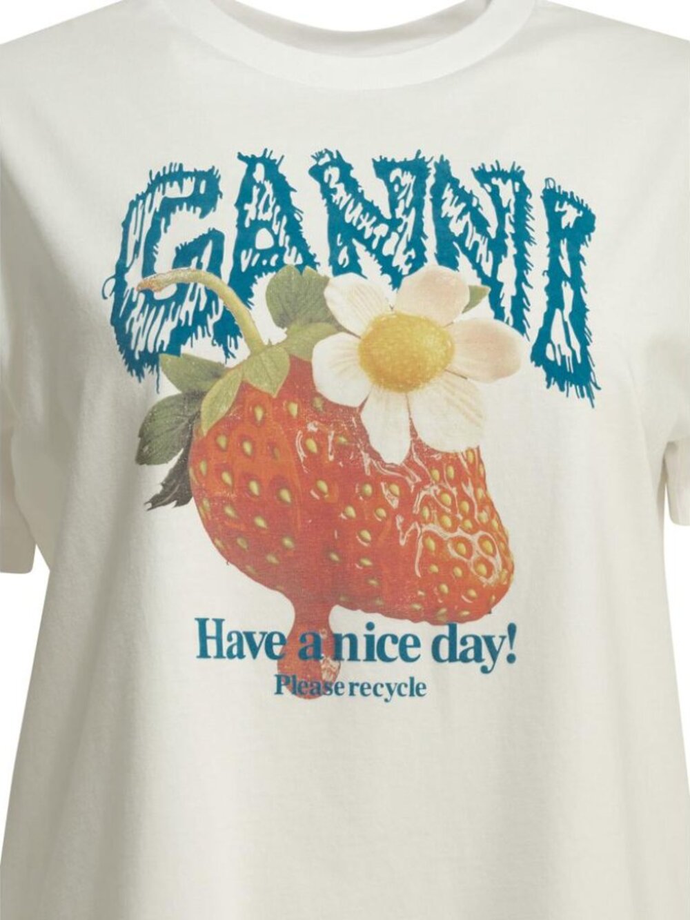 Ganni Strawberry Crew-Neck T-Shirt Tag Size L Women - Picture 3 of 4